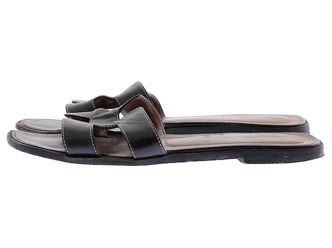 Hermès Sandalias negras "Oran" Negro - vista 3