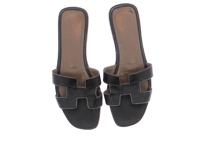Hermès Sandalias negras "Oran" Negro - vista 6