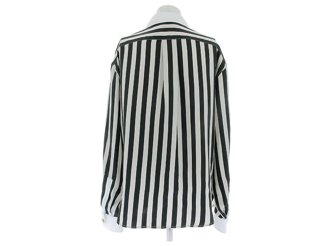 Saint Laurent Camisa de seda a rayas Negro - vista 2