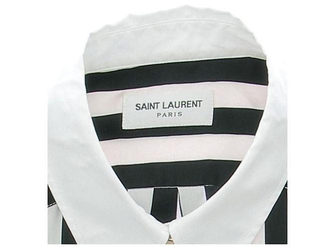 Saint Laurent Camisa de seda a rayas Negro - vista 5