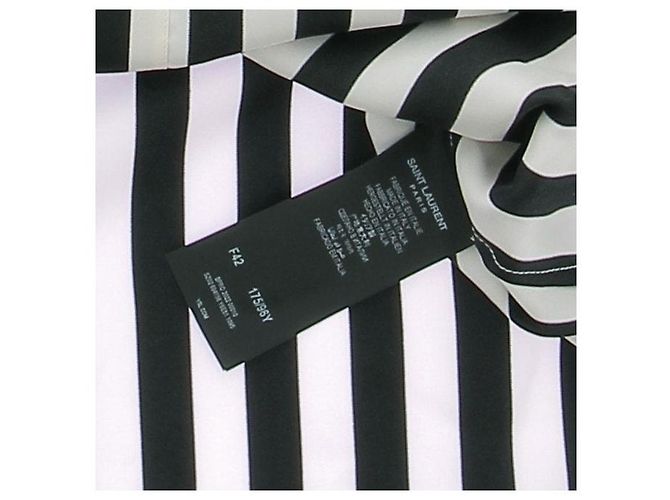 Saint Laurent Camisa de seda a rayas Negro - vista 6