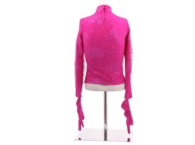 Top de renda rosa e luvas Balenciaga - vista 2