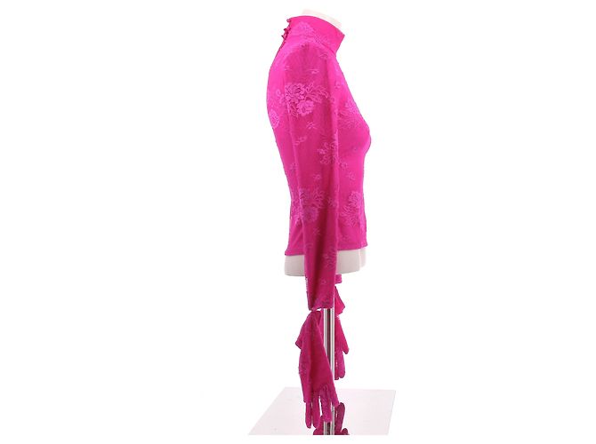 Top de renda rosa e luvas Balenciaga - vista 3