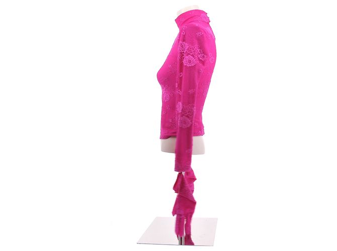 Top de renda rosa e luvas Balenciaga - vista 4