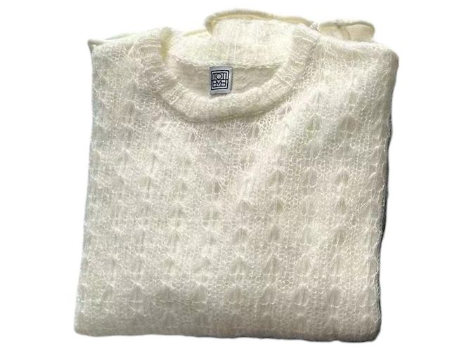 Totême Mohair Spitzenstrick creme M Roh - Ansicht 6