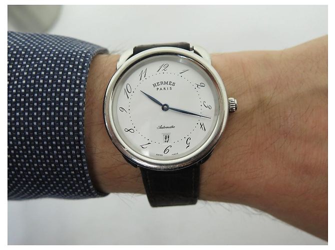 Hermès RELOJ HERMES ARCEAU AR7.710 41 MM ACERO CORREA DE CROCODRILO AUTOMÁTICO Plata - vista 12