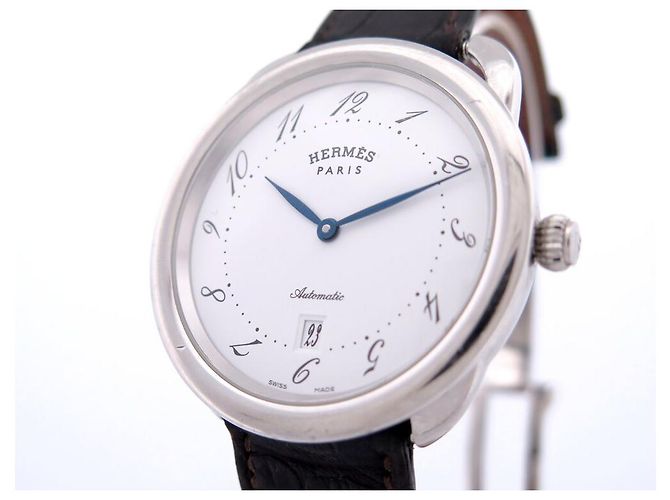 Hermès RELOJ HERMES ARCEAU AR7.710 41 MM ACERO CORREA DE CROCODRILO AUTOMÁTICO Plata - vista 3