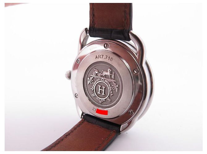 Hermès RELOJ HERMES ARCEAU AR7.710 41 MM ACERO CORREA DE CROCODRILO AUTOMÁTICO Plata - vista 9