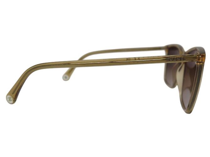 NUEVAS GAFAS DE SOL CHANEL 5447 EN PLÁSTICO BEIGE ESTUCHE - vista 3