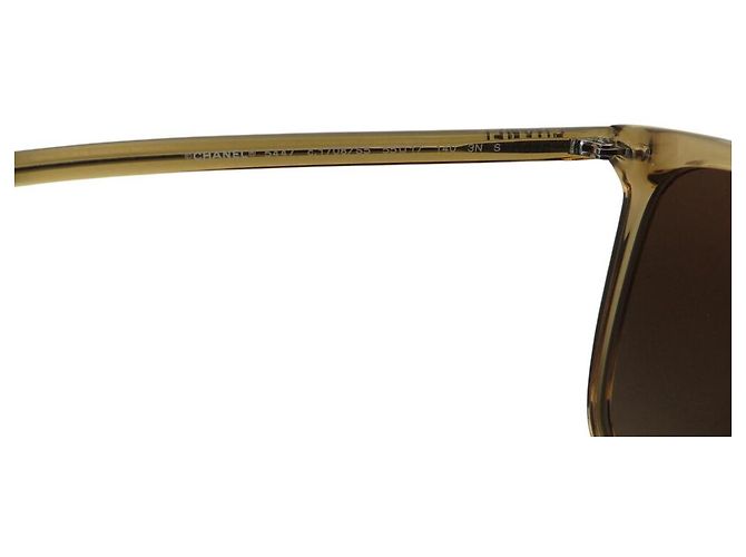 NUEVAS GAFAS DE SOL CHANEL 5447 EN PLÁSTICO BEIGE ESTUCHE - vista 7