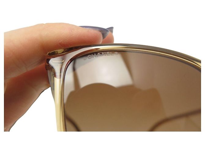 NUEVAS GAFAS DE SOL CHANEL 5447 EN PLÁSTICO BEIGE ESTUCHE - vista 8