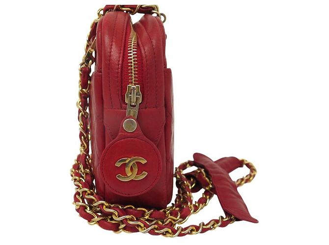 BAG A SPALLA VINTAGE CHANEL CAMERA PM IN PELLE QUILTED ROSSA Rosso - vista 4