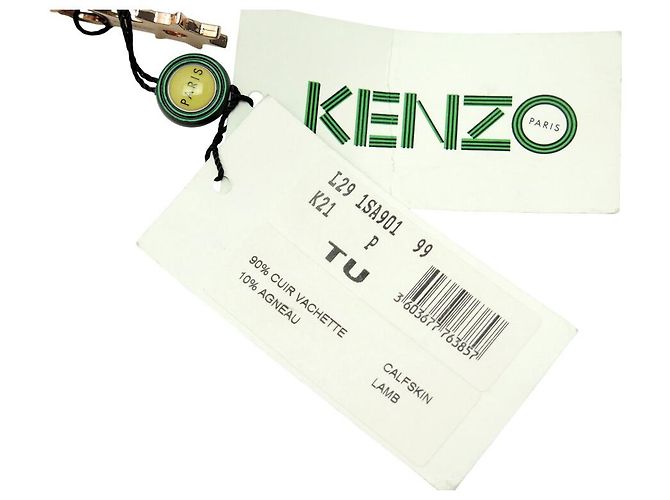 NUEVO BOLSO DE MANO CLUTCH KENZO EN CHEVRÓN ZIG ZAG DE CUERO NEGRO Y BLANCO CON PELO - vista 10