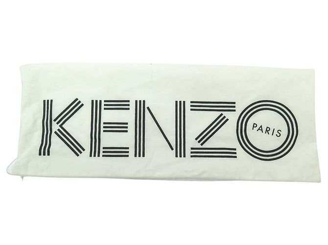 NUEVO BOLSO DE MANO CLUTCH KENZO EN CHEVRÓN ZIG ZAG DE CUERO NEGRO Y BLANCO CON PELO - vista 11