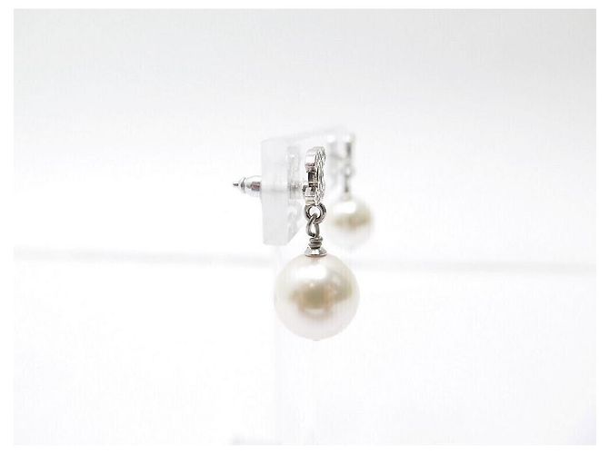 NUOVE ORECCHINI CHANEL A36138 LOGO CC PERLE STRASS Argento - vista 2