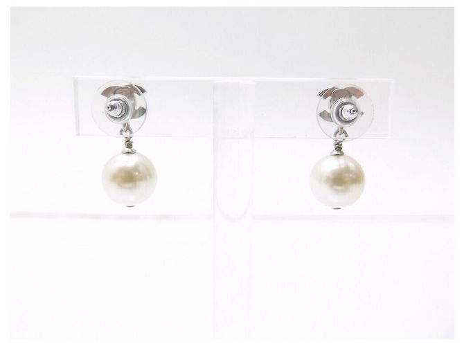 NUOVE ORECCHINI CHANEL A36138 LOGO CC PERLE STRASS Argento - vista 3