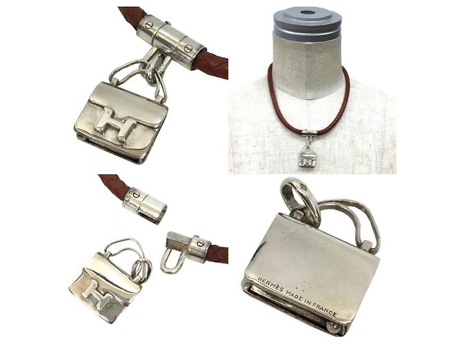 Hermès Constance Choker Halskette Braun Silber - Ansicht 2