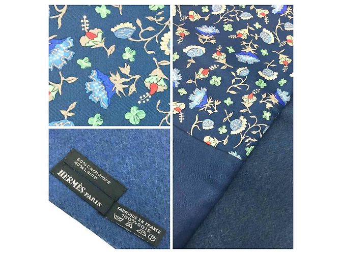 Hermès Stola reversibile in seta, cashmere e lana Hermes Blu navy - vista 3