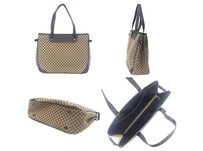 Céline Borsa Tote Celine in tela Macadam e pelle Marrone Beige - vista 2