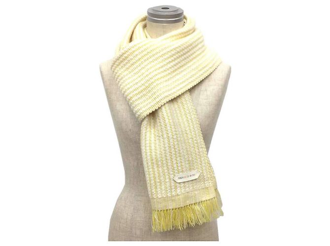 Hermès Bufanda de cuero Hermes Blanco Amarillo - vista 2