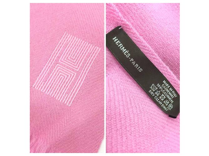 Hermès Stola in cashmere Hermes in rosa - vista 3
