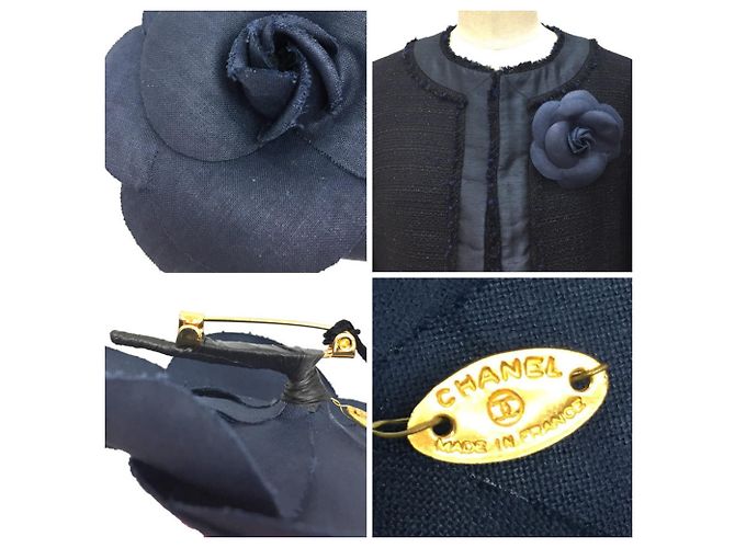 Spilla Corsage Camelia Chanel in Blu Navy - vista 3