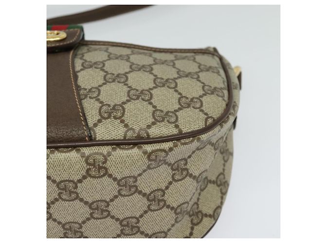 GUCCI GG Supreme Web Borsa Sherry Linea PVC Marrone Oro 89 02 032 Auth 122664 D'oro - vista 11