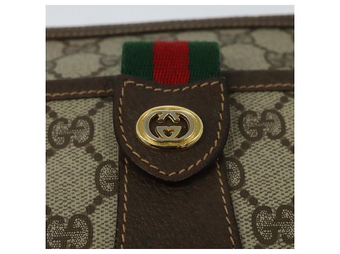 GUCCI GG Supreme Web Borsa Sherry Linea PVC Marrone Oro 89 02 032 Auth 122664 D'oro - vista 14