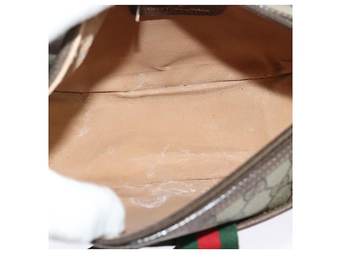 GUCCI GG Supreme Web Borsa Sherry Linea PVC Marrone Oro 89 02 032 Auth 122664 D'oro - vista 16