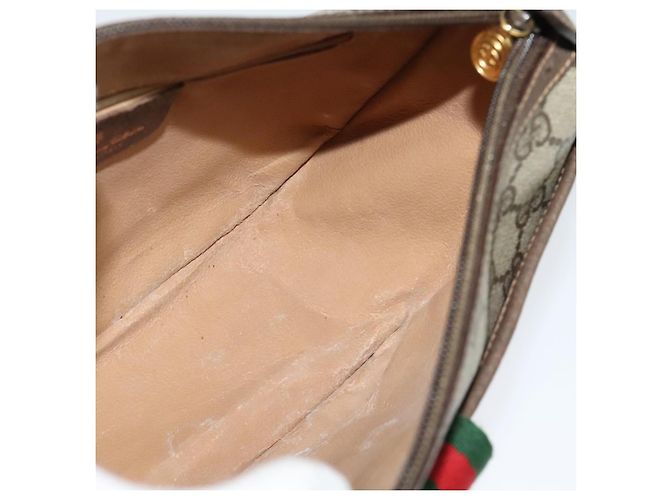 GUCCI GG Supreme Web Borsa Sherry Linea PVC Marrone Oro 89 02 032 Auth 122664 D'oro - vista 17