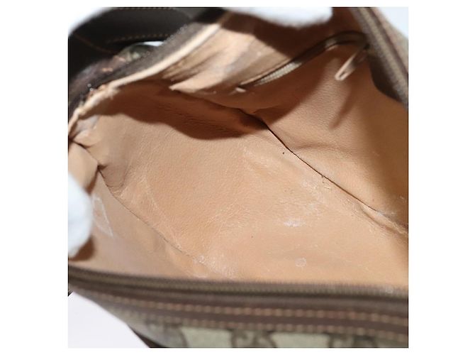 GUCCI GG Supreme Web Borsa Sherry Linea PVC Marrone Oro 89 02 032 Auth 122664 D'oro - vista 18