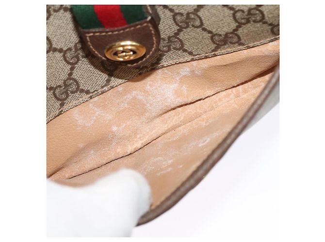 GUCCI GG Supreme Web Borsa Sherry Linea PVC Marrone Oro 89 02 032 Auth 122664 D'oro - vista 20