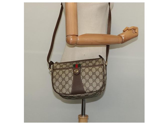 GUCCI GG Supreme Web Borsa Sherry Linea PVC Marrone Oro 89 02 032 Auth 122664 D'oro - vista 22