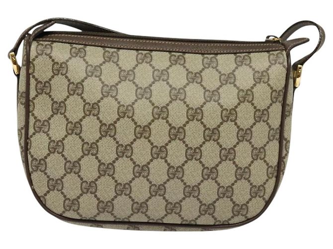 GUCCI GG Supreme Web Borsa Sherry Linea PVC Marrone Oro 89 02 032 Auth 122664 D'oro - vista 3