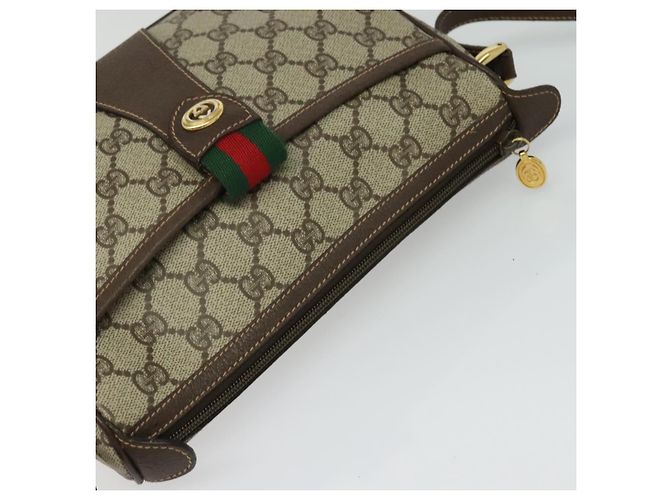 GUCCI GG Supreme Web Borsa Sherry Linea PVC Marrone Oro 89 02 032 Auth 122664 D'oro - vista 6