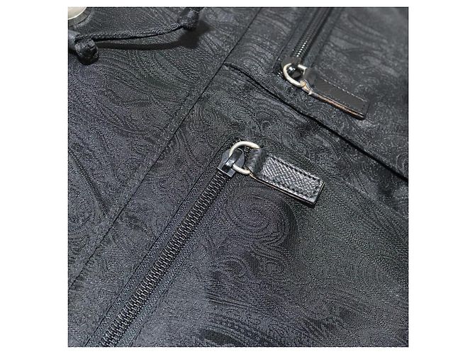 Zaino ETRO in nylon argento nero Auth bs24801 - vista 24