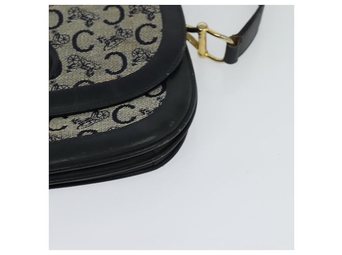 Céline Borsa a spalla CELINE C Sulky in tela blu navy e oro Auth 121724 D'oro - vista 14