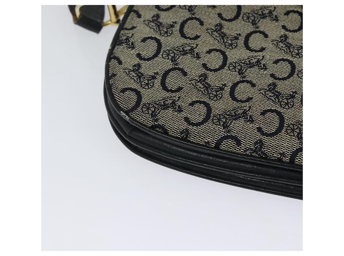Céline Borsa a spalla CELINE C Sulky in tela blu navy e oro Auth 121724 D'oro - vista 15