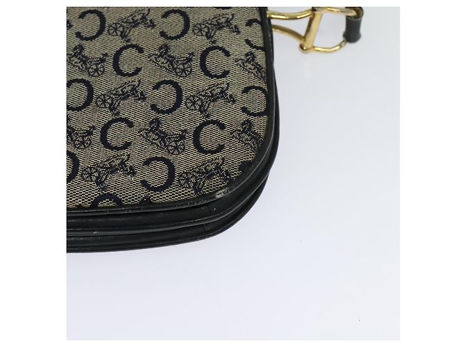 Céline Borsa a spalla CELINE C Sulky in tela blu navy e oro Auth 121724 D'oro - vista 16