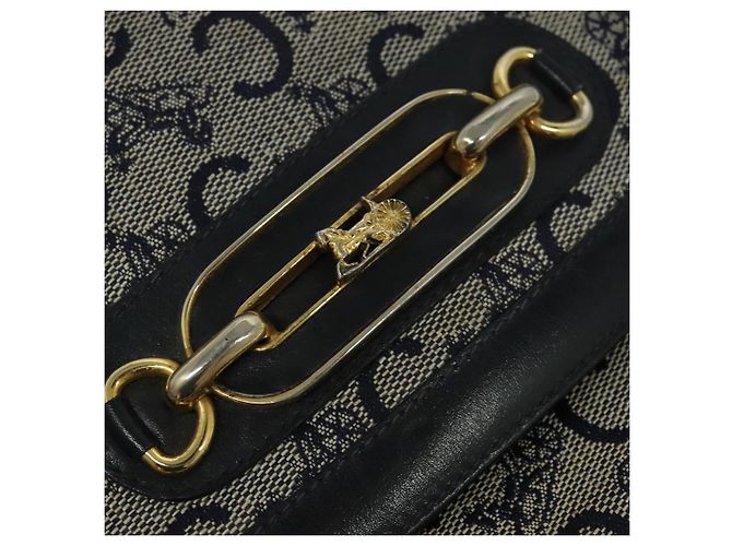 Céline Borsa a spalla CELINE C Sulky in tela blu navy e oro Auth 121724 D'oro - vista 17