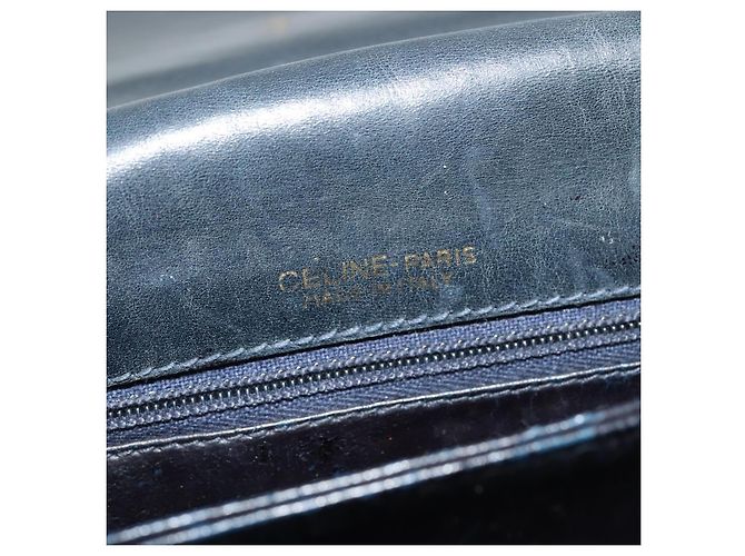 Céline Borsa a spalla CELINE C Sulky in tela blu navy e oro Auth 121724 D'oro - vista 18
