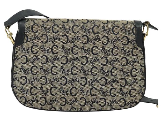 Céline Borsa a spalla CELINE C Sulky in tela blu navy e oro Auth 121724 D'oro - vista 2