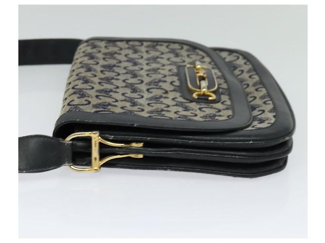 Céline Borsa a spalla CELINE C Sulky in tela blu navy e oro Auth 121724 D'oro - vista 3