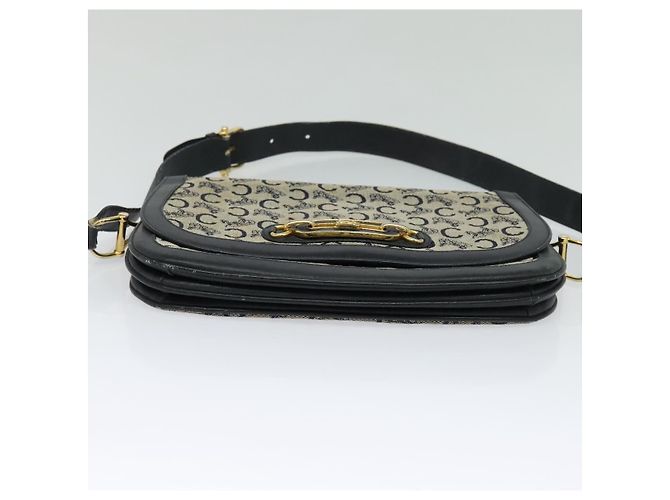 Céline Borsa a spalla CELINE C Sulky in tela blu navy e oro Auth 121724 D'oro - vista 5