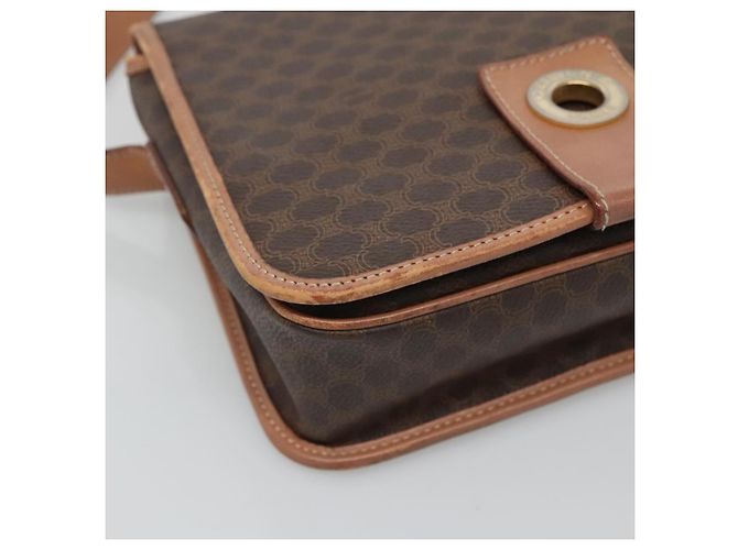 Céline Bolsa de ombro em lona Macadam CELINE em couro PVC marrom dourado Auth 122541 - vista 14