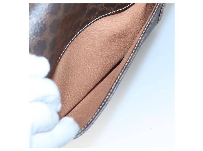Céline Bolsa de ombro em lona Macadam CELINE em couro PVC marrom dourado Auth 122541 - vista 19
