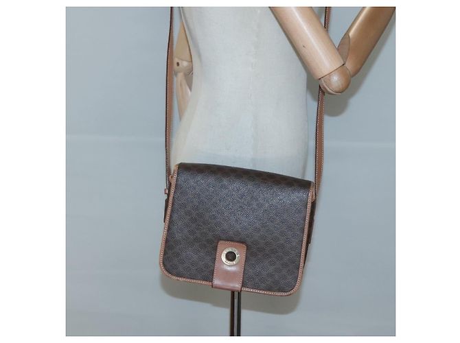 Céline Bolsa de ombro em lona Macadam CELINE em couro PVC marrom dourado Auth 122541 - vista 20