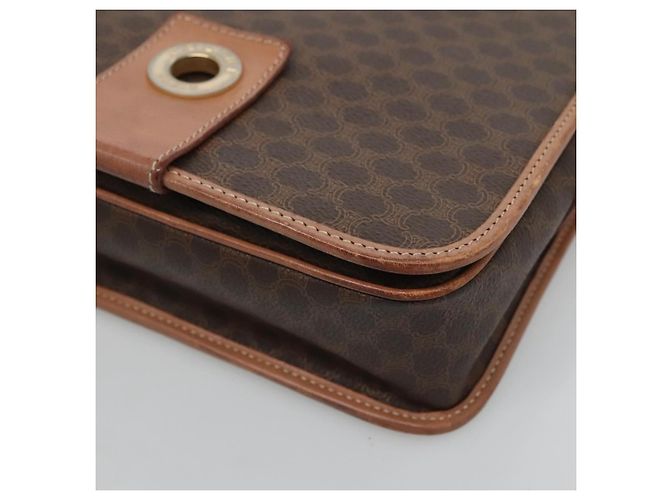Céline Bolsa de ombro em lona Macadam CELINE em couro PVC marrom dourado Auth 122541 - vista 9