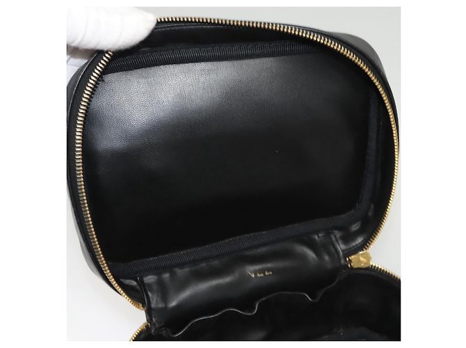 CHANEL Vanity Pouch Pelle Nera Oro CC Auth 122610 Nero D'oro - vista 10