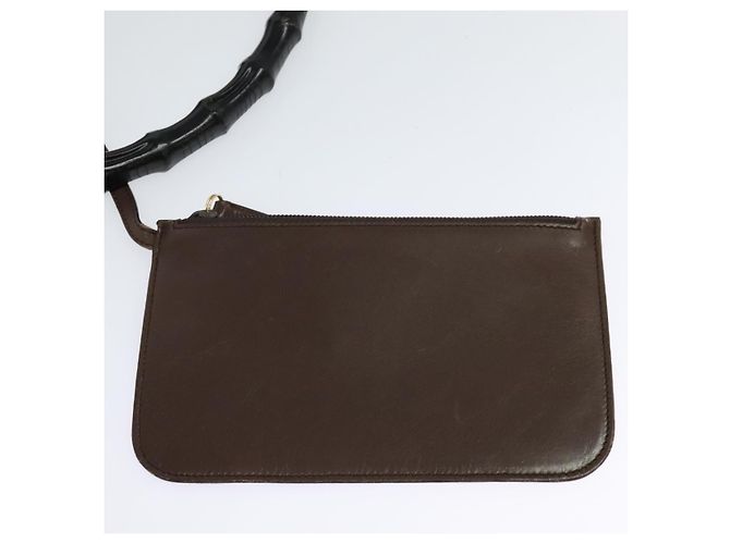 Borsa a Spalla Gucci Bamboo in Pelle Marrone Oro 001 1553 1880 Auth ep8788 D'oro - vista 17